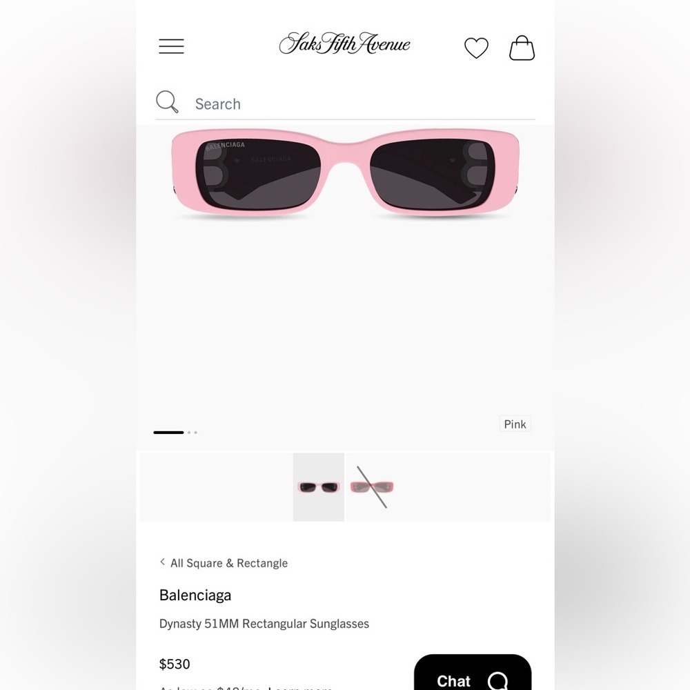 Balenciaga Bubblegum Pink Dynasty 51MM Rectangular Sunglasses